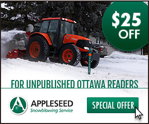 Appleseed Snowblowering Special Offer for UnpublishedOttawa.com readers
